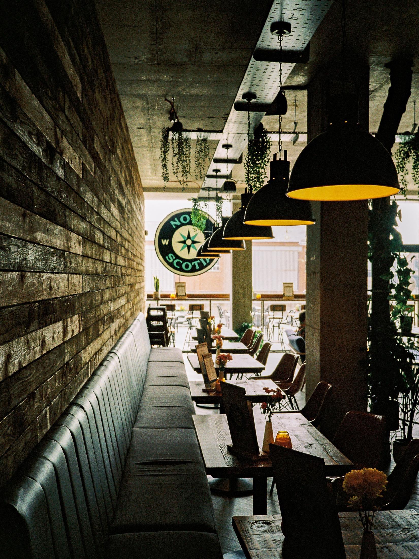 Inside of a local coffee house in Liverpool, England.