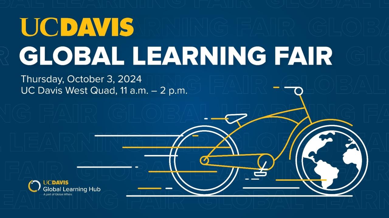 Graphic with text "UC Davis Global Learning Fair"