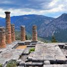 Photo of the Oracle of Delphi, located in the Parnassus mountain range.
