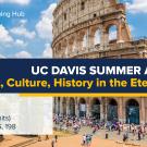 Graphic with text "UC Davis Summer Abroad Italy (Art, Culture, History in the Eternal City)"