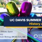 Graphic with text: "UC Davis Summer Abroad Spain History of Cancer"